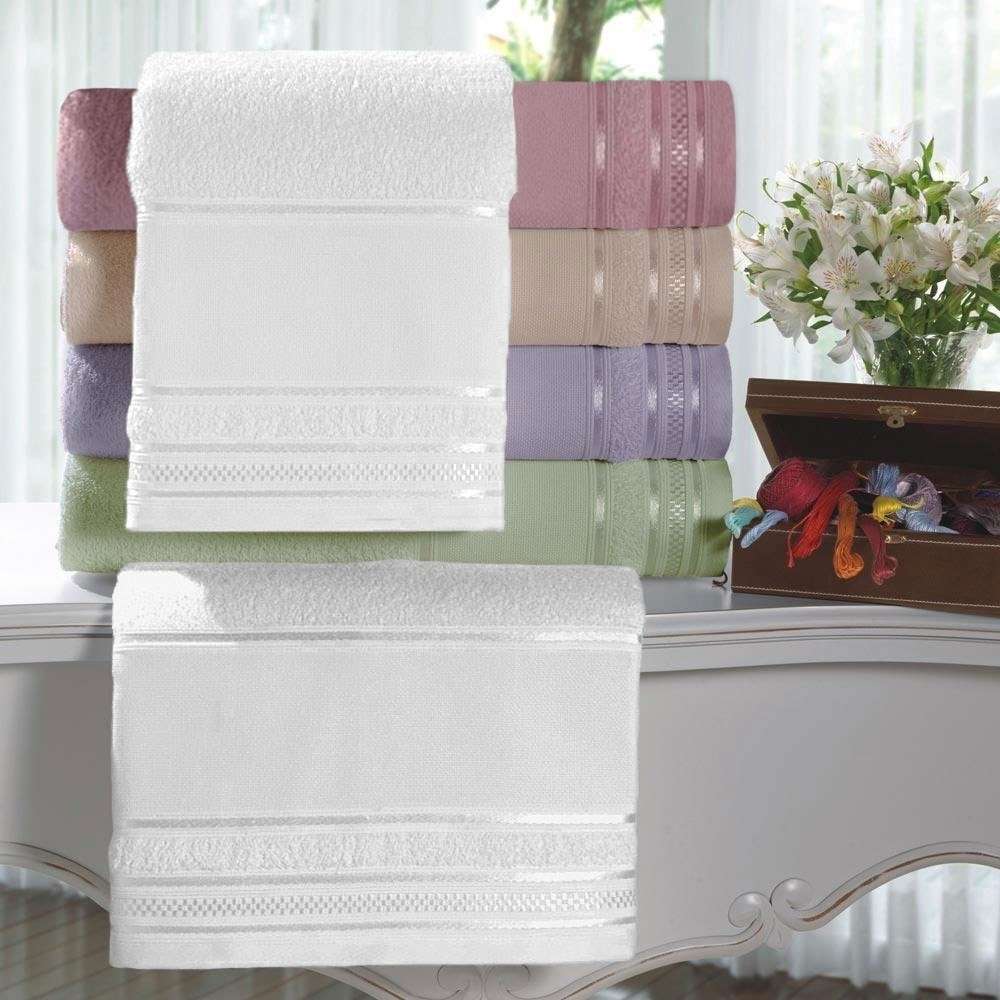 Toalha de Rosto Santista Para Bordar Desiree Cores Branco 0001 - Feira
