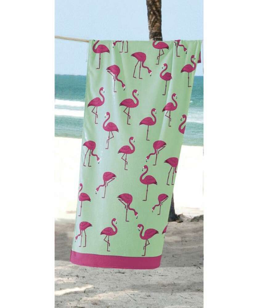 Toalha de Praia Aveludada Dohler Flamingos