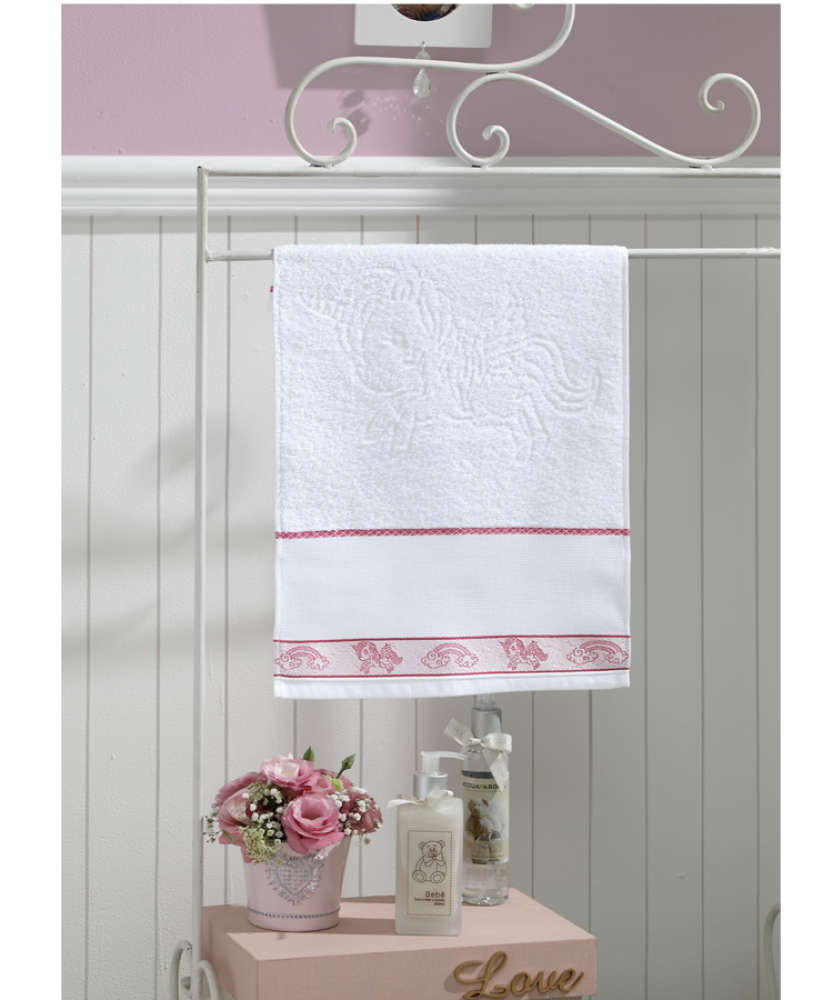 Toalhas Para Bordar Dohler Atacado Toalha de Lavabo Infantil Dohler Para Bordar Unicórnio Branco - Feira